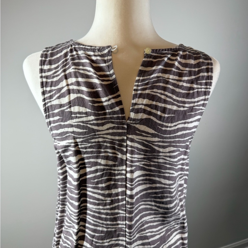 LOFT Brown & White Zebra Print Sleeveless Shift Dress Size 6 - Picture 2 of 6